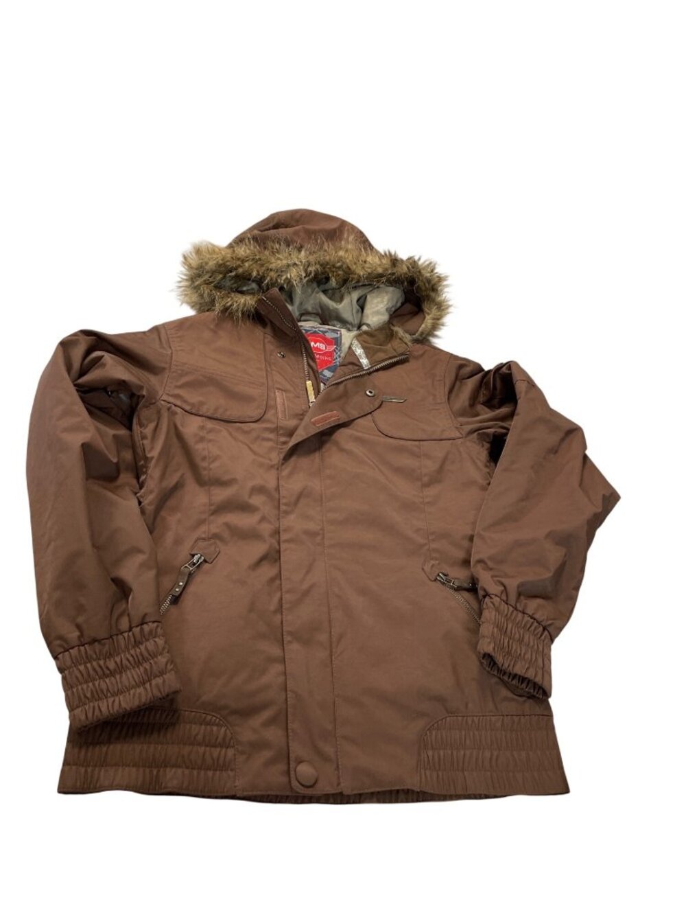 Sims Snowboarding wms brown fur hoodie winter athletic coat sz M SKU 10-744